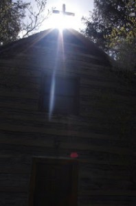 Sunlight over the Badin Log Cabin photo, courtesy of Kathleen Souder.