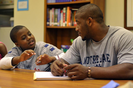 At Notre Dame student-athletes are much more than just athletes. (The Center for Social Concerns worked with the Notre Dame athletic department to offer new opportunities for student-athletes to take part in service-learning courses.) Photo: ND CSC