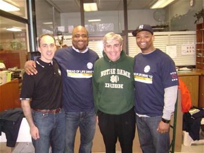 Left-Right: AFL-CIO leader in New York, Vinny Alverez;  AFL-CIO Washington Director, Randy Kinder (Notre Dame  class of 1997); Joe Delaney, ND Club of SI; Marcus Wilson,  Notre Dame class of 2005