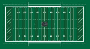 A full 100-yard view of the new Notre Dame FieldTurf design. Photo credit: UND.com