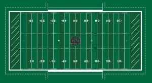 A full 100-yard view of the new Notre Dame FieldTurf design. Photo credit: UND.com
