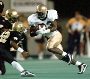 Associated Press (1996) Autry Denson ran for 4,318 yards and 43 touchdowns at Notre Dame and was drafted by the Bucs in the seventh round in 1999.