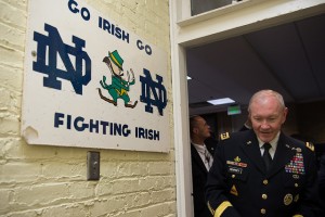 Chairman of the Joint Chiefs of Staff Gen. Martin E. Dempsey walks out of the locker room at Notre Dame Stadium in South Bend, Ind., Sept. 6, 2014. DoD Photo by Mass Communication Specialist 1st Class Daniel Hinton.
