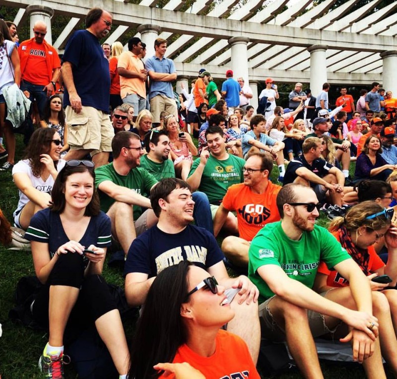 Our group prepares to take ND/Virginia at the top of the Hillside