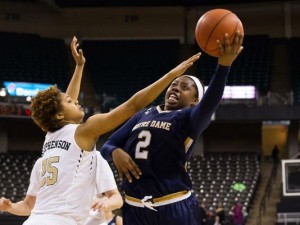 Notre Dame Fighting Irish guard Arike Ogunbowale (2) shoots the ball around Wake Forest Demon Deacons guard Ariel Stephenson (25) in the second half at Lawrence Joel Veterans Memorial Coliseum. Notre Dame defeated Wake Forest 86-52. (Jeremy Brevard-USA TODAY Sports)