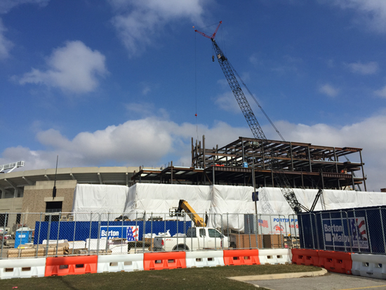 ND Stadium Construction (South End Zone), 2/22/2016. Photos by Lisa Kelly