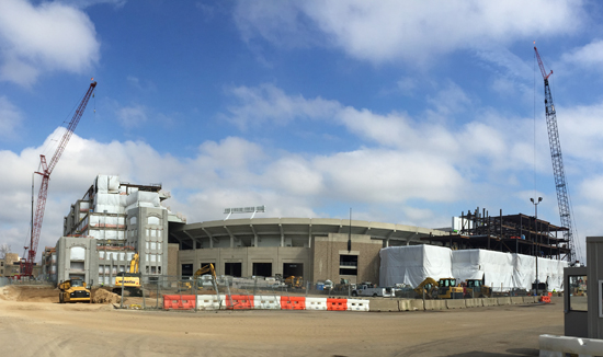 ND Stadium Construction, 2/22/2016. Photos by Lisa Kelly